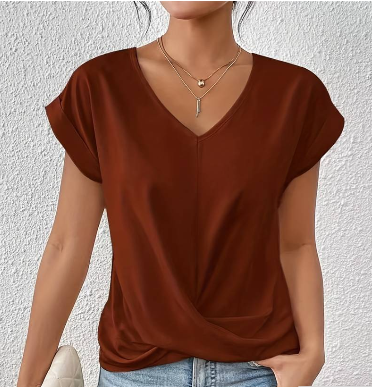 Aleandra Tucking V-neck Top